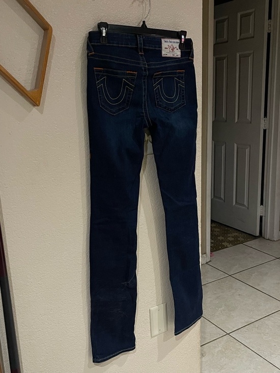 NWOT True Religion Women's Billie Mid Rise Dark Blue Straight Leg Jeans - Picture 8 of 8